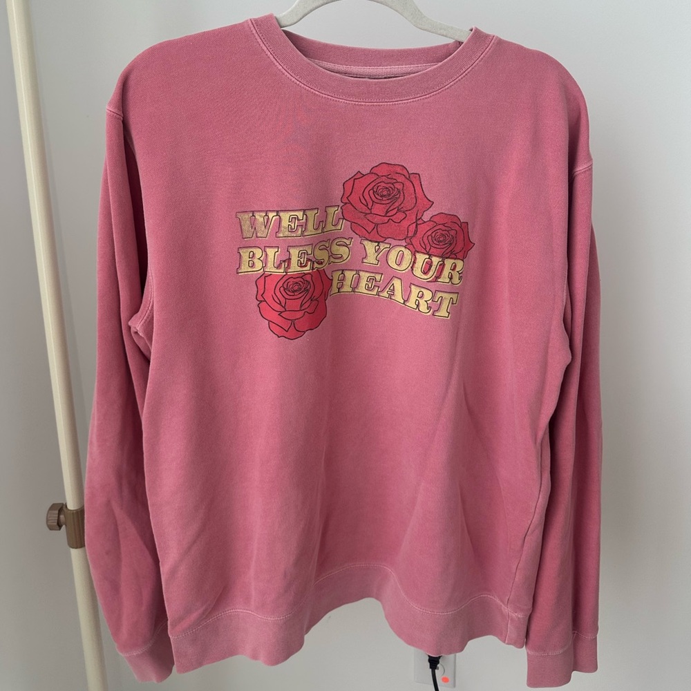 Mallory Ervin Living Fully Co Women's Pink Graphic Sweatshirt with Floral Design